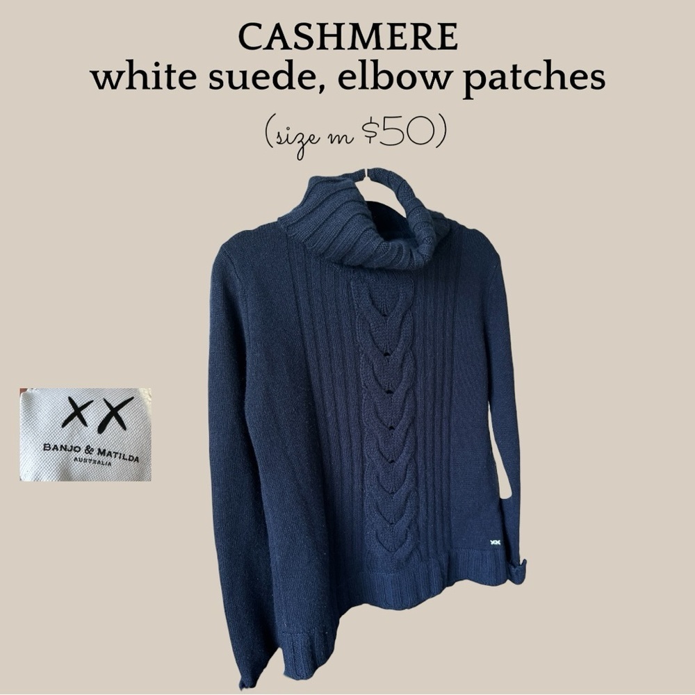 Banjo & Matilda Navy Cable Cashmere Blend Sweater